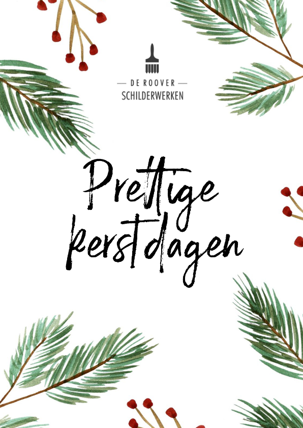 Zakelijke kerstkaart met waterverf kersttakken en logo - Zakelijke kerstkaarten Zakelijke kerstkaarten - Zakelijke kerstkaart met waterverf kersttakken en logo