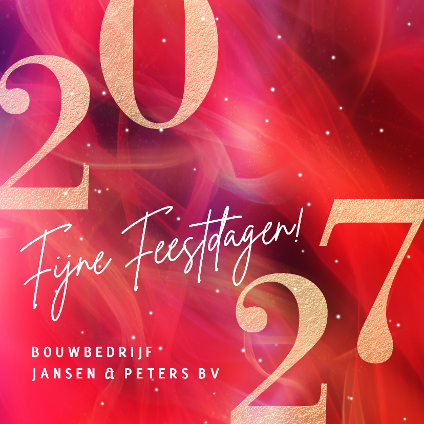 Zakelijke kerstkaarten - Zakelijke kerstkaart modern 2027 in rood met goud