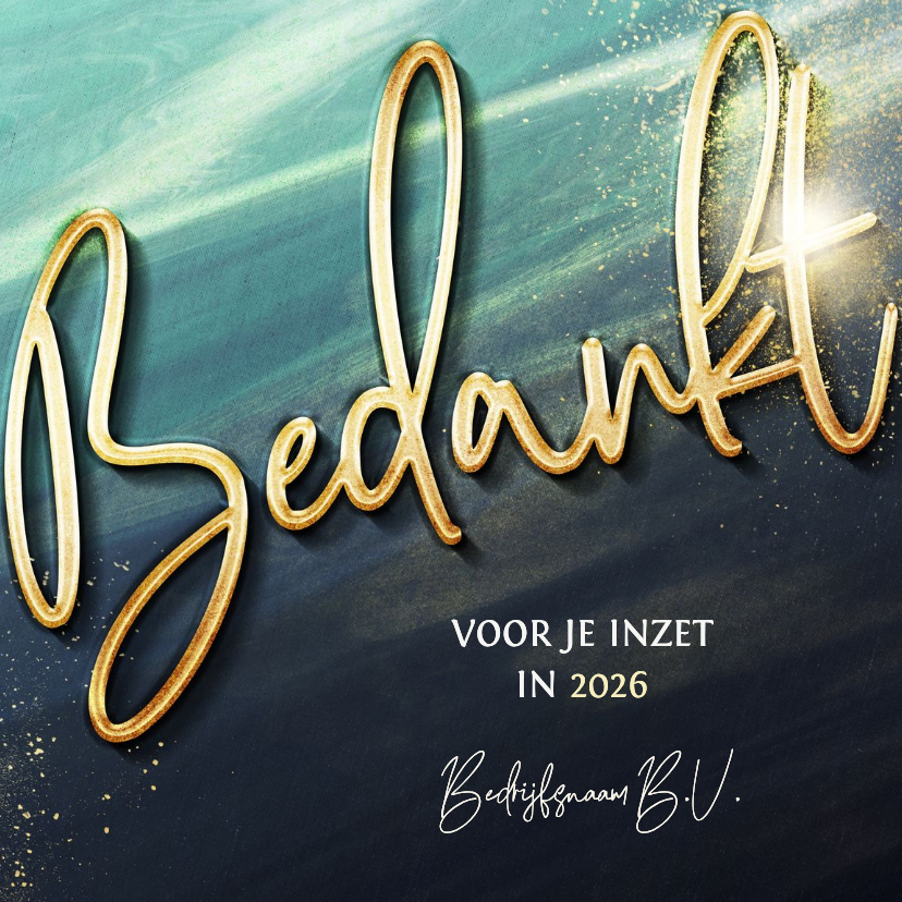 Zakelijke kerstkaart modern bedankt in goudlook - Zakelijke kerstkaarten Zakelijke kerstkaarten - Zakelijke kerstkaart modern bedankt in goudlook