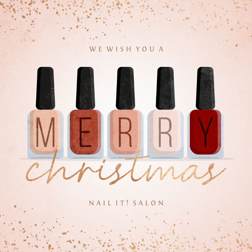 Zakelijke kerstkaart nagellak manicure pedicure met glitters - Zakelijke kerstkaarten Zakelijke kerstkaarten - Zakelijke kerstkaart nagellak manicure pedicure met glitters