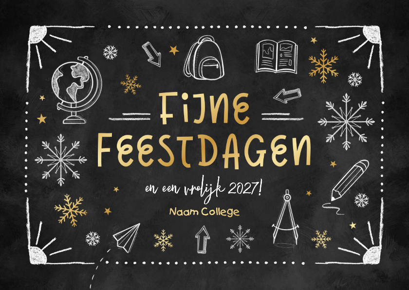 Zakelijke kerstkaart onderwijs krijtbord doodle leerlingen - Zakelijke kerstkaarten Zakelijke kerstkaarten - Zakelijke kerstkaart onderwijs krijtbord doodle leerlingen