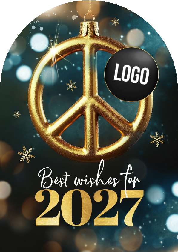 Zakelijke kerstkaart peace vrede kerstbal logo sneeuw 2027 - Zakelijke kerstkaarten Zakelijke kerstkaarten - Zakelijke kerstkaart peace vrede kerstbal logo sneeuw 2027
