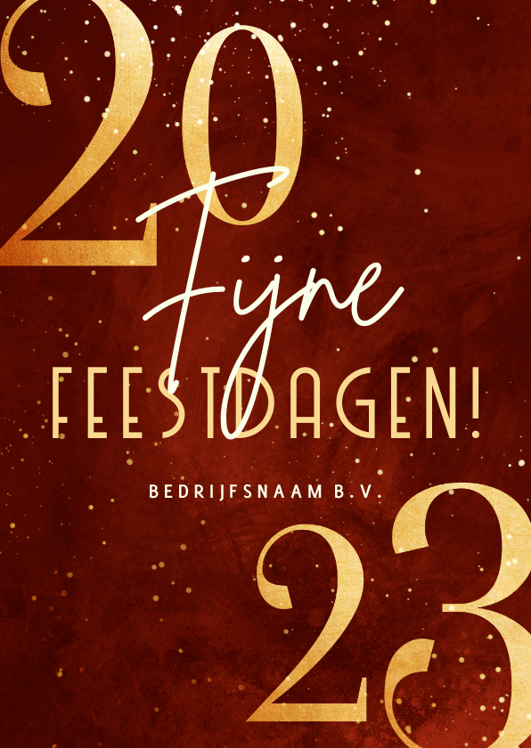 Zakelijke kerstkaart rood 2022 goudlook met sparkles - Zakelijke kerstkaarten Zakelijke kerstkaarten - Zakelijke kerstkaart rood 2022 goudlook met sparkles
