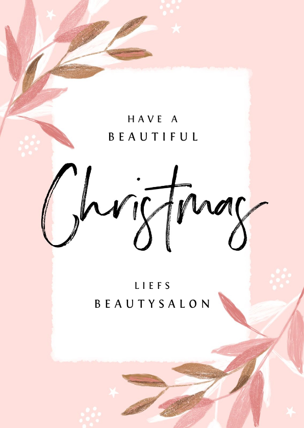 Zakelijke kerstkaart roze stijlvol beauty - Zakelijke kerstkaarten Zakelijke kerstkaarten - Zakelijke kerstkaart roze stijlvol beauty