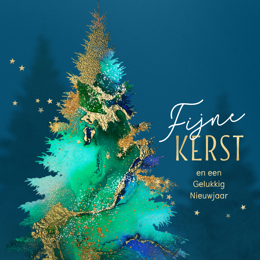 Zakelijke kerstkaarten - Zakelijke kerstkaart sjieke kerstboom waterverf