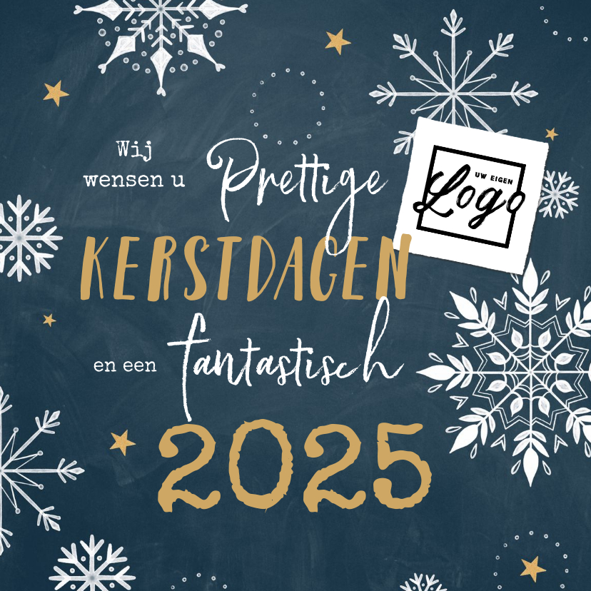 Zakelijke kerstkaart sneeuwvlokjes hip 2025 Kaartje2go