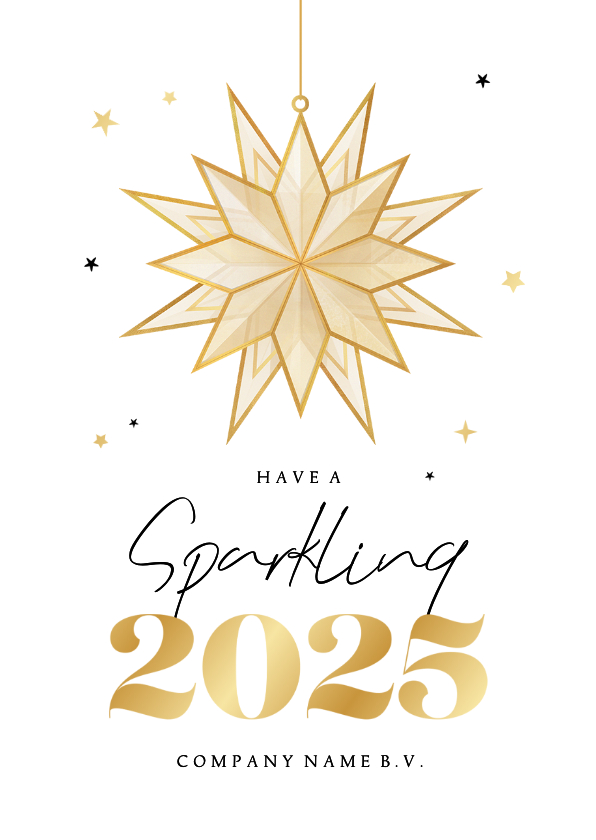 Zakelijke kerstkaart sparkling 2025 sterren Kaartje2go