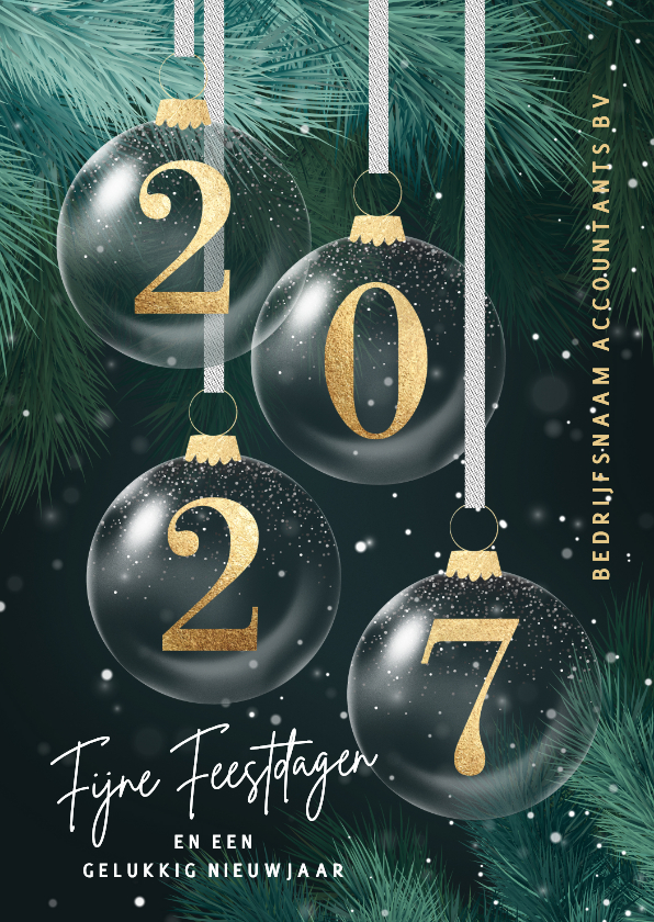 Zakelijke kerstkaarten - Zakelijke kerstkaart stijlvol 2027 groen goud