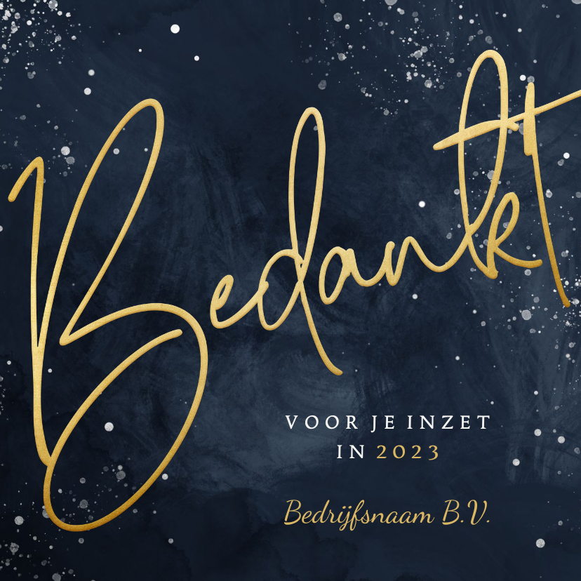 Zakelijke kerstkaart stijlvol bedankt in goudlook - Zakelijke kerstkaarten Zakelijke kerstkaarten - Zakelijke kerstkaart stijlvol bedankt in goudlook