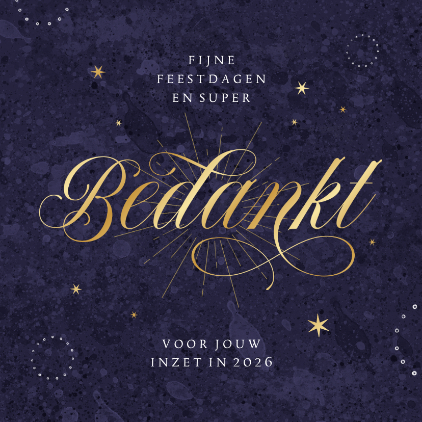 Zakelijke kerstkaart stijlvol bedankt paars sterretjes - Zakelijke kerstkaarten Zakelijke kerstkaarten - Zakelijke kerstkaart stijlvol bedankt paars sterretjes