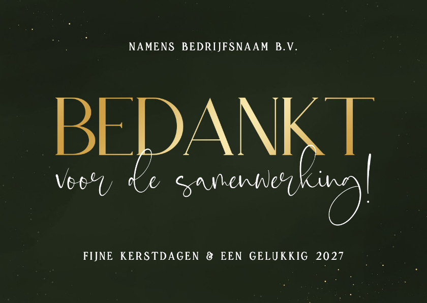 Zakelijke kerstkaart stijlvol groen bedankt samenwerking - Zakelijke kerstkaarten Zakelijke kerstkaarten - Zakelijke kerstkaart stijlvol groen bedankt samenwerking