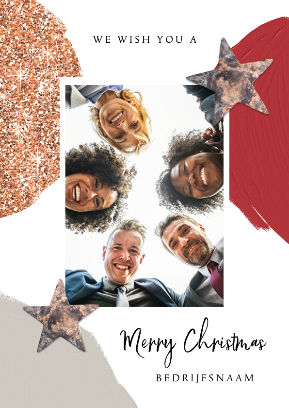 Zakelijke kerstkaart stijlvol sterren foto's verf - Zakelijke kerstkaarten Zakelijke kerstkaarten - Zakelijke kerstkaart stijlvol sterren foto's verf