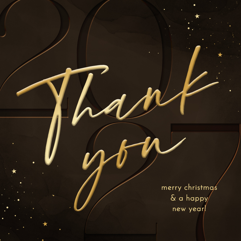 Zakelijke kerstkaart thank you 2027 bruin stijlvol - Zakelijke kerstkaarten Zakelijke kerstkaarten - Zakelijke kerstkaart thank you 2027 bruin stijlvol