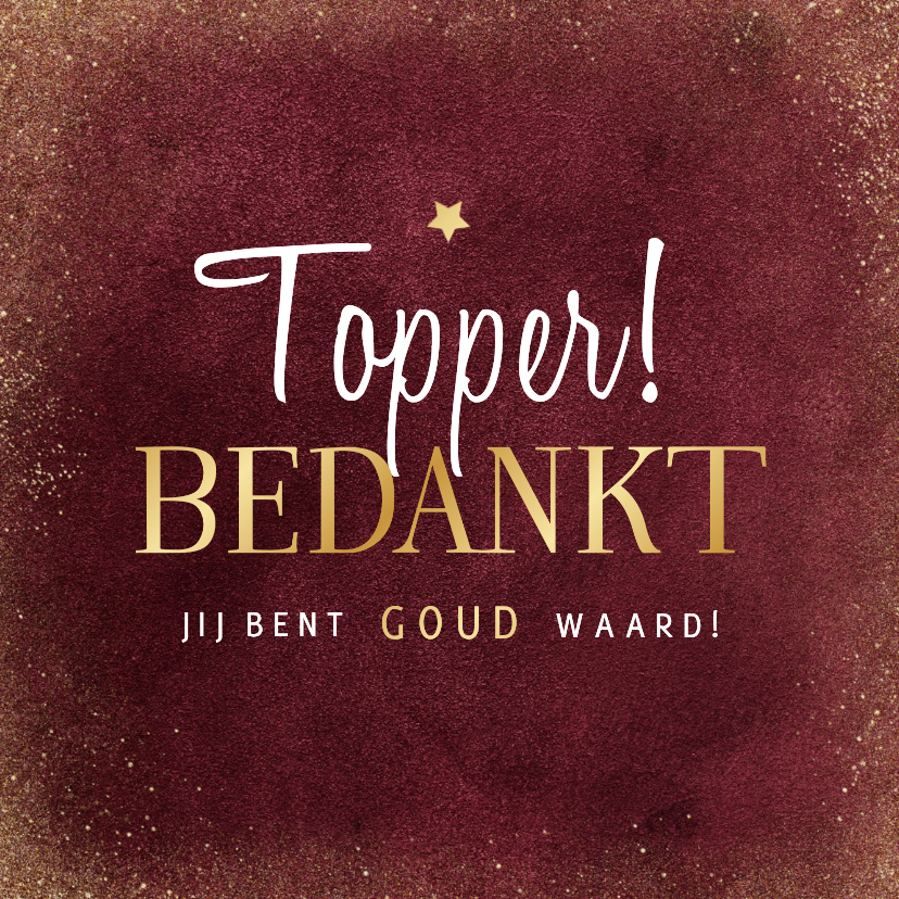 Zakelijke kerstkaarten - Zakelijke kerstkaart topper bedankt medewerker rood ster