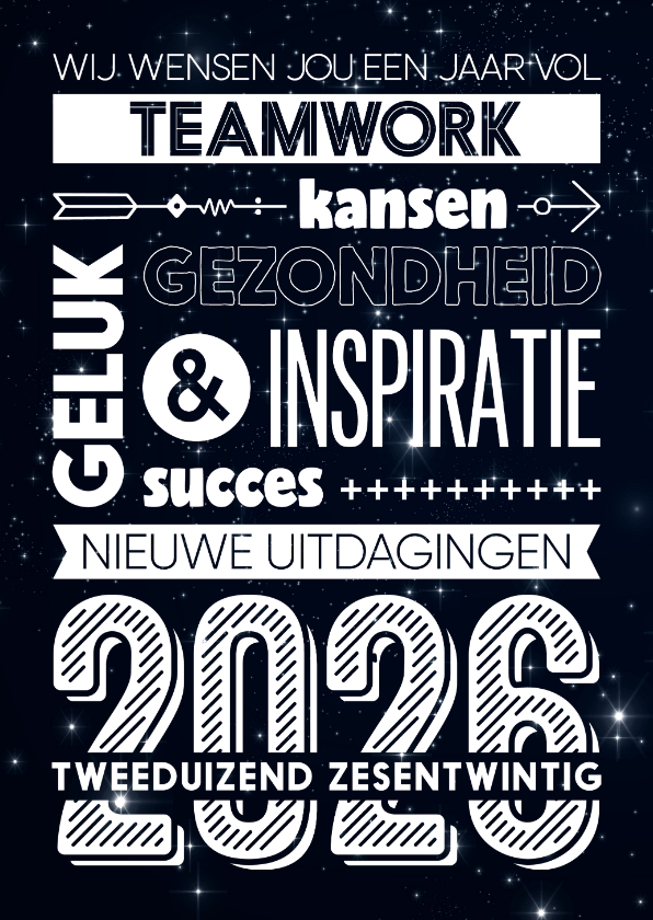 Zakelijke kerstkaarten - Zakelijke kerstkaart typografie sterretjes