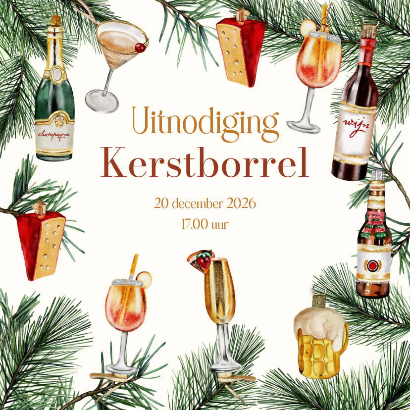 Zakelijke kerstkaart uitnodiging kerstborrel drankjes - Zakelijke kerstkaarten Zakelijke kerstkaarten - Zakelijke kerstkaart uitnodiging kerstborrel drankjes