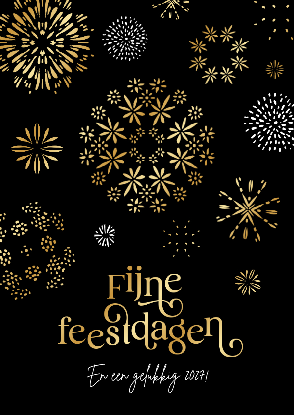 Zakelijke kerstkaart vuurwerk goud fijne feestdagen hip - Zakelijke kerstkaarten Zakelijke kerstkaarten - Zakelijke kerstkaart vuurwerk goud fijne feestdagen hip