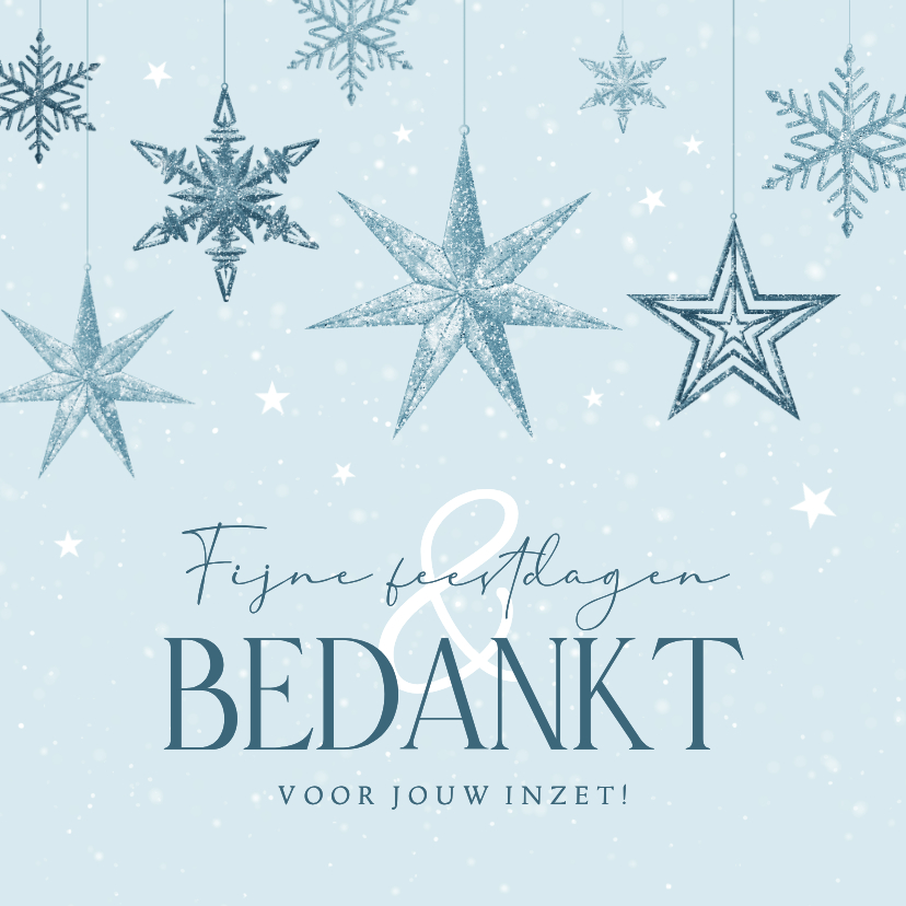 Zakelijke kerstkaarten - Zakelijke kerstkaart winter sneeuwsterren sneeuw bedankt