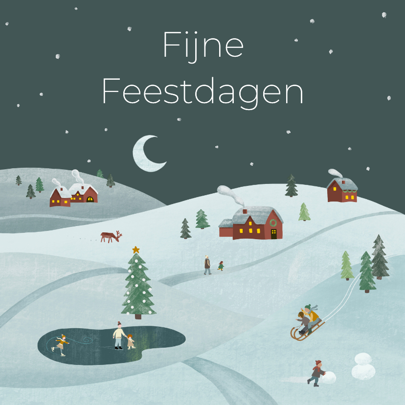 Zakelijke kerstkaarten - Zakelijke kerstkaart winterlandschap 