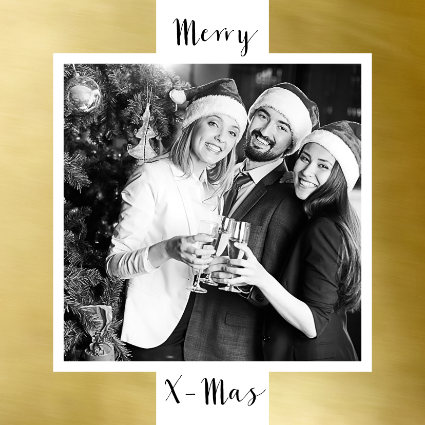 Zakelijke kerstkaart wit kader goud eigen foto - Zakelijke kerstkaarten Zakelijke kerstkaarten - Zakelijke kerstkaart wit kader goud eigen foto
