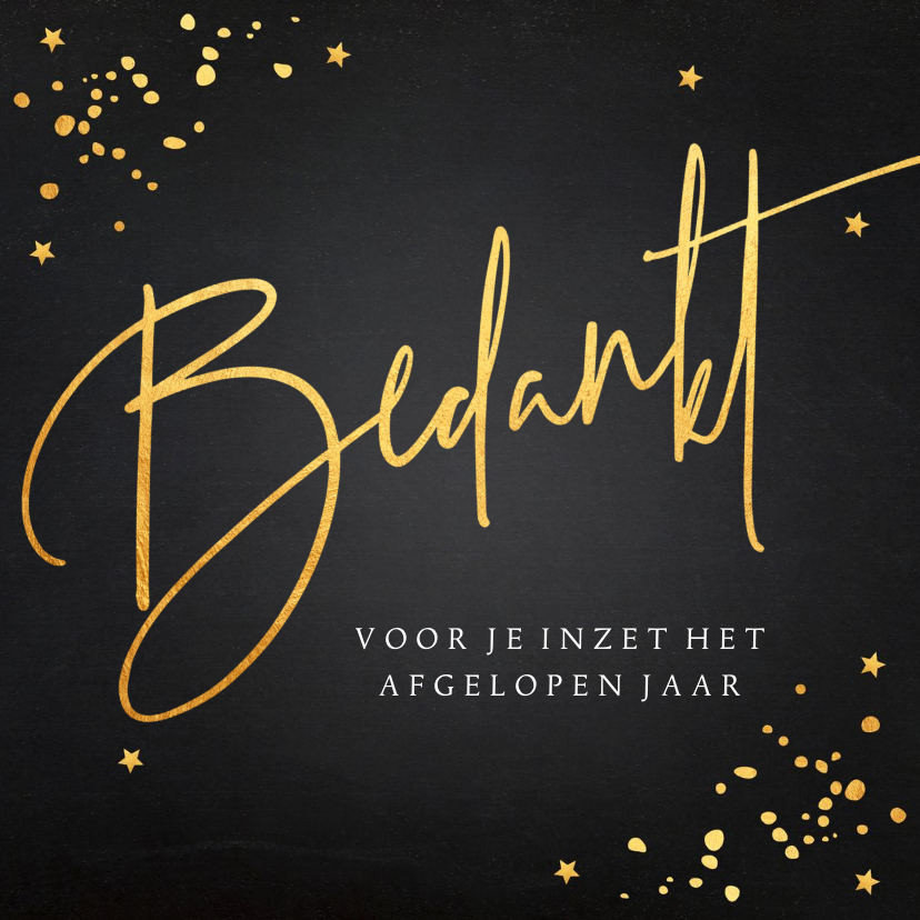 Zakelijke kerstkaart zwart bedankt goudlook - Zakelijke kerstkaarten Zakelijke kerstkaarten - Zakelijke kerstkaart zwart bedankt goudlook