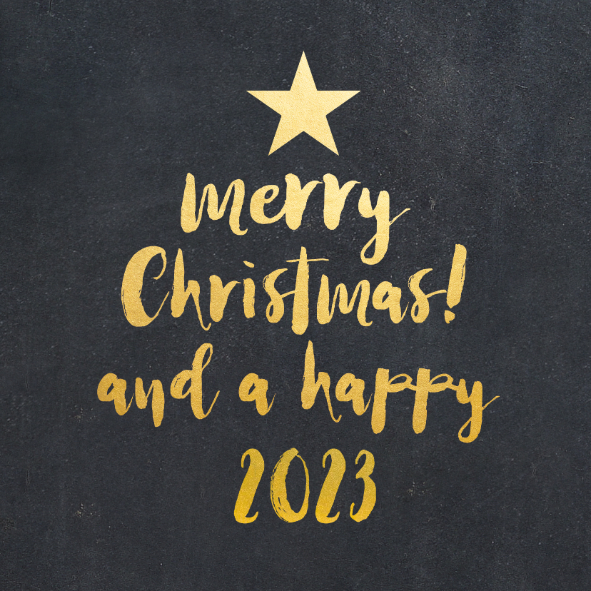 Zakelijke kerstkaart zwart kerstboom met gouden letters - Zakelijke kerstkaarten Zakelijke kerstkaarten - Zakelijke kerstkaart zwart kerstboom met gouden letters