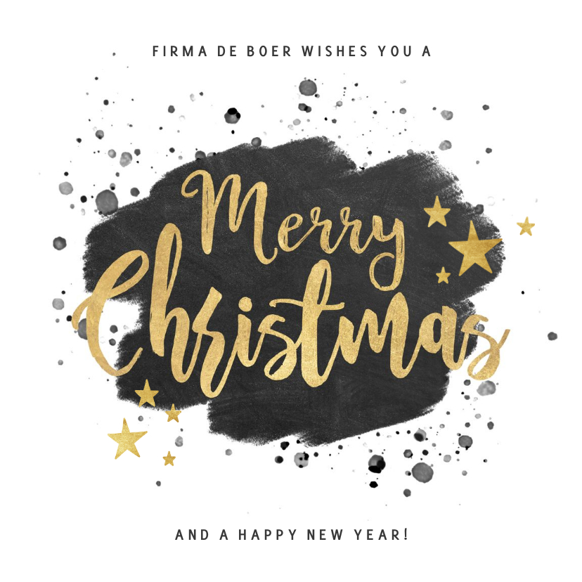 Zakelijke kerstkaart zwarte waterverf en gouden typografie - Zakelijke kerstkaarten Zakelijke kerstkaarten - Zakelijke kerstkaart zwarte waterverf en gouden typografie