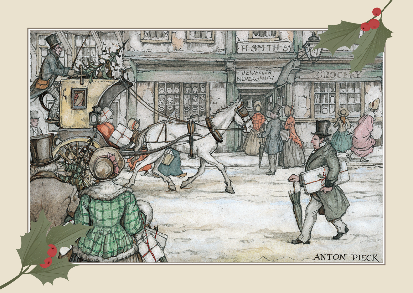 Zakelijke kerstkaarten - Anton Pieck koets met paard - Zakelijke kerstkaarten Zakelijke kerstkaarten - Zakelijke kerstkaarten - Anton Pieck koets met paard