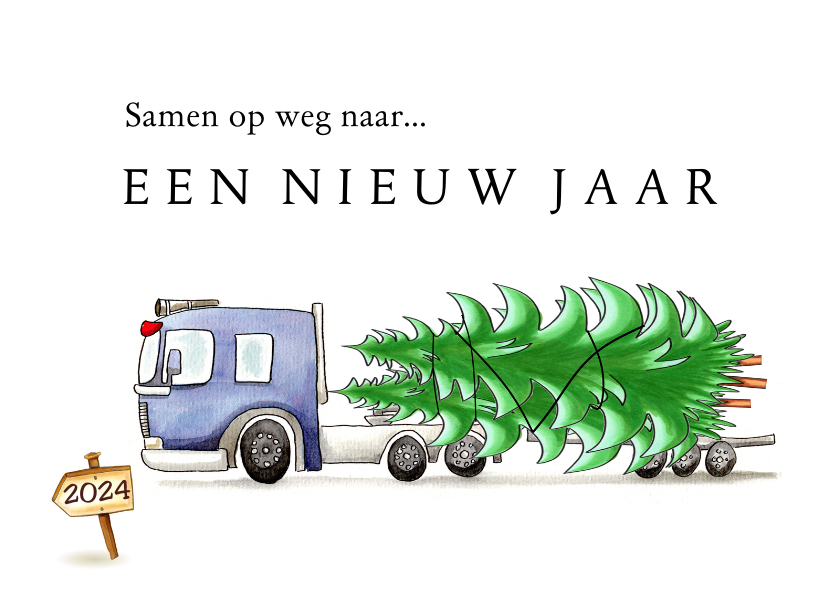 Zakelijke kerstkaarten - zakelijke kerstkaarten vrachtwagen met kerstboom