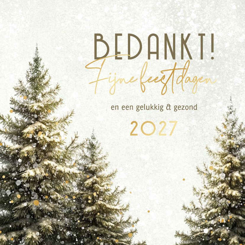 Zakelijke natuurlijke kerstkaart dennenbomen sneeuw goud - Zakelijke kerstkaarten Zakelijke kerstkaarten - Zakelijke natuurlijke kerstkaart dennenbomen sneeuw goud