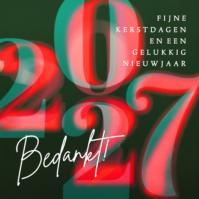 Zakelijke kerstkaarten - Zakelijke stijlvolle kerstkaart 2027 groen met rood