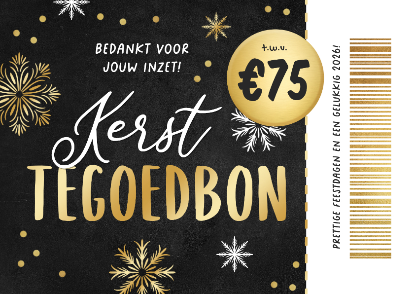 Zakelijke tegoedbon kerst nieuwjaar sneeuw goud - Zakelijke kerstkaarten Zakelijke kerstkaarten - Zakelijke tegoedbon kerst nieuwjaar sneeuw goud