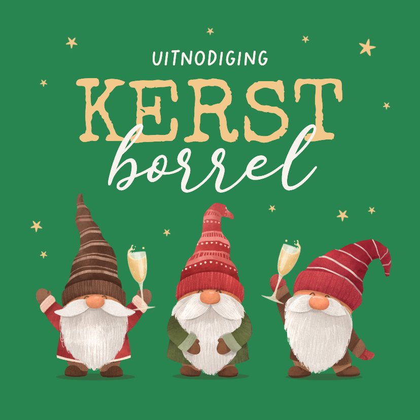 Zakelijke uitnodigingskaart kerstborrel kabouters grappig - Zakelijke kerstkaarten Zakelijke kerstkaarten - Zakelijke uitnodigingskaart kerstborrel kabouters grappig