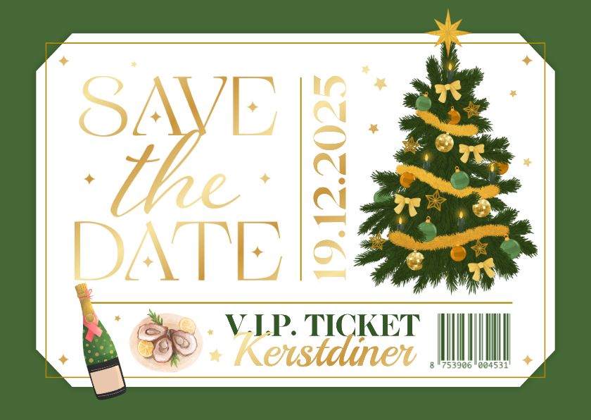Zakelijke kerstkaarten - Zakelijke uitnodigingskaart vip ticket kerstdiner kerstboom