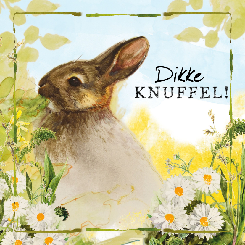 Dikke knuffel kaart met lief konijntje - Zomaar kaarten Zomaar kaarten - Dikke knuffel kaart met lief konijntje