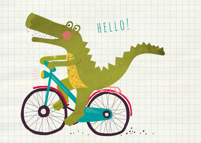 Felicitatie hello alligator - Zomaar kaarten Zomaar kaarten - Felicitatie hello alligator