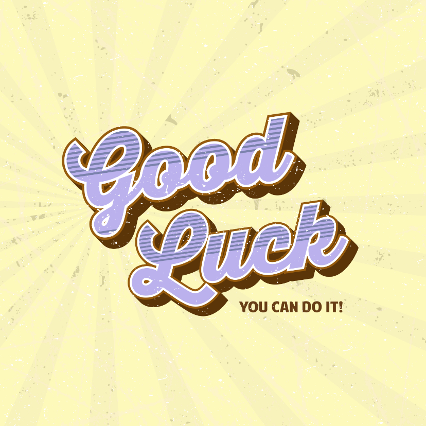 Good luck happy retro succeskaart - Zomaar kaarten Zomaar kaarten - Good luck happy retro succeskaart