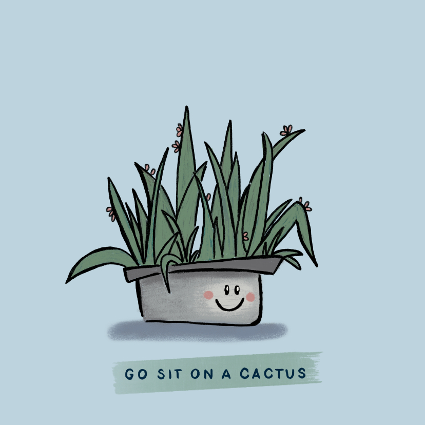 Grappige zomaar-kaart met lieve cactus - Zomaar kaarten Zomaar kaarten - Grappige zomaar-kaart met lieve cactus