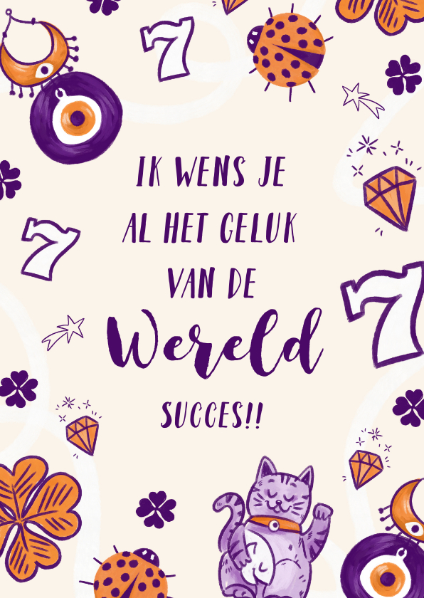 KiKa succeskaart met illustraties die geluk brengen - Zomaar kaarten Zomaar kaarten - KiKa succeskaart met illustraties die geluk brengen