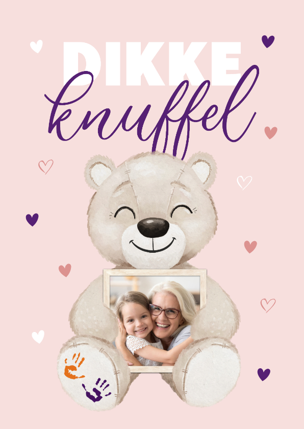 KiKa zomaar kaart dikke knuffel beertje hartjes - Zomaar kaarten Zomaar kaarten - KiKa zomaar kaart dikke knuffel beertje hartjes