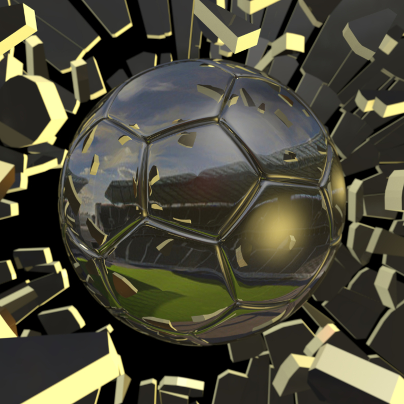 Knallende voetbalkaart bal en stadion - Zomaar kaarten Zomaar kaarten - Knallende voetbalkaart bal en stadion