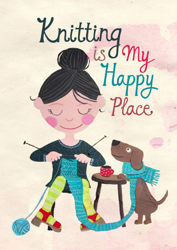 Knitting is my happy place - Zomaar kaarten Zomaar kaarten - Knitting is my happy place