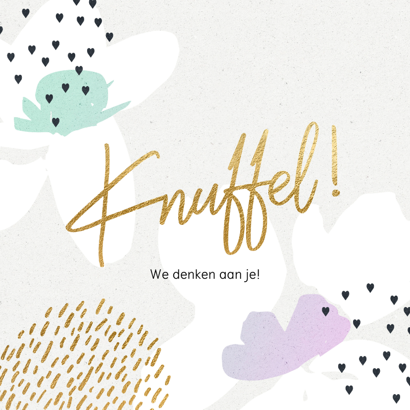 Knuffel kaart bloemen sketch - Zomaar kaarten Zomaar kaarten - Knuffel kaart bloemen sketch
