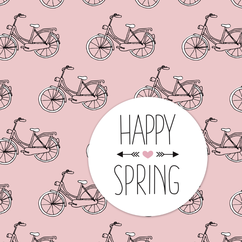 Lente happy spring fiets - Zomaar kaarten Zomaar kaarten - Lente happy spring fiets