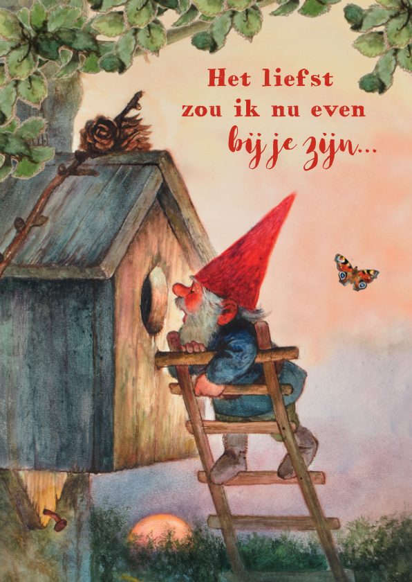 Lief kabouterkaartje om te laten weten dat je iemand mist - Zomaar kaarten Zomaar kaarten - Lief kabouterkaartje om te laten weten dat je iemand mist