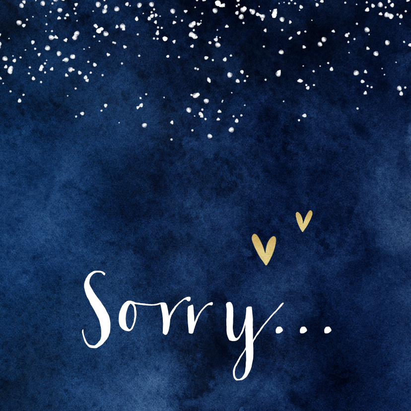 Liefdevolle sorry kaart met waterverf en gouden hartjes - Zomaar kaarten Zomaar kaarten - Liefdevolle sorry kaart met waterverf en gouden hartjes