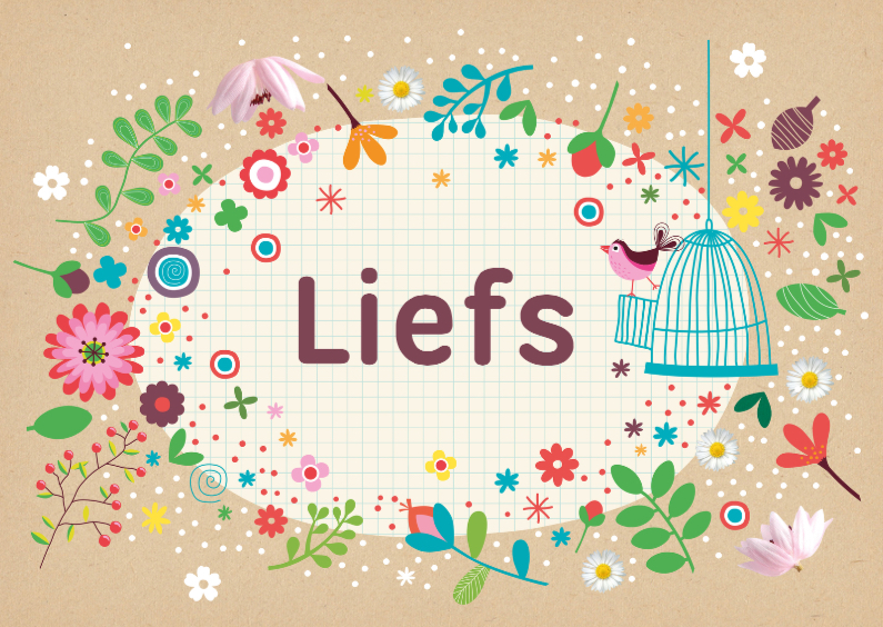 Liefs met craftpapier en bloemen - Zomaar kaarten Zomaar kaarten - Liefs met craftpapier en bloemen