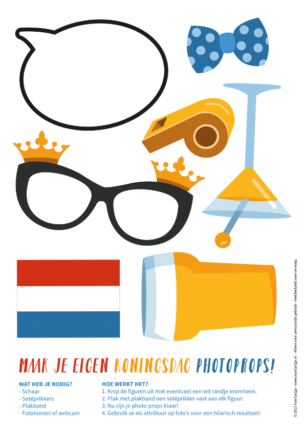 Maak je eigen feestje op Koningsdag met photo props - Zomaar kaarten Zomaar kaarten - Maak je eigen feestje op Koningsdag met photo props