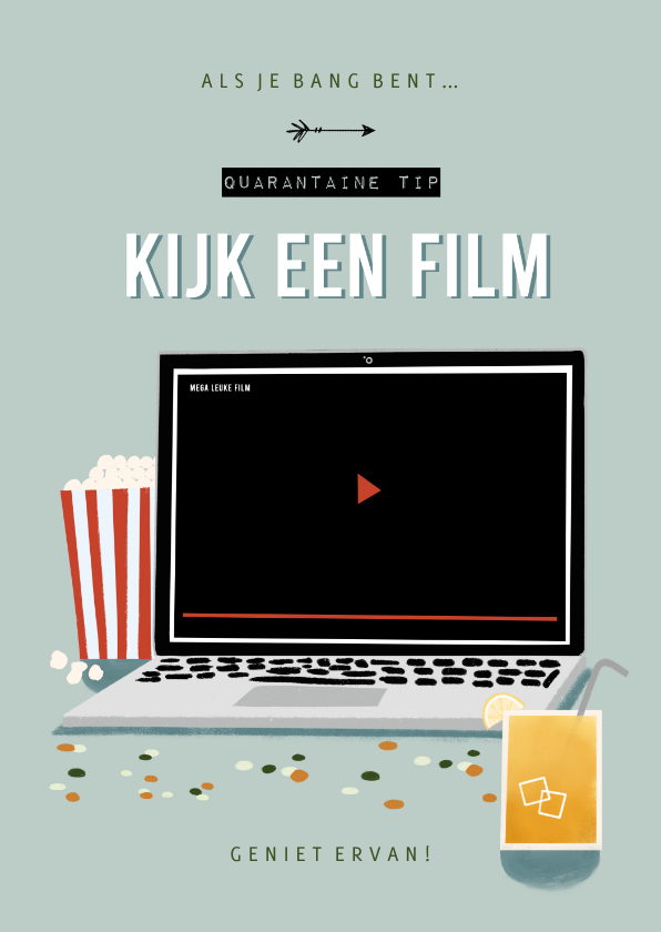 Make-A-Wish isolatie tip kijk met laptop een film - Zomaar kaarten Zomaar kaarten - Make-A-Wish isolatie tip kijk met laptop een film