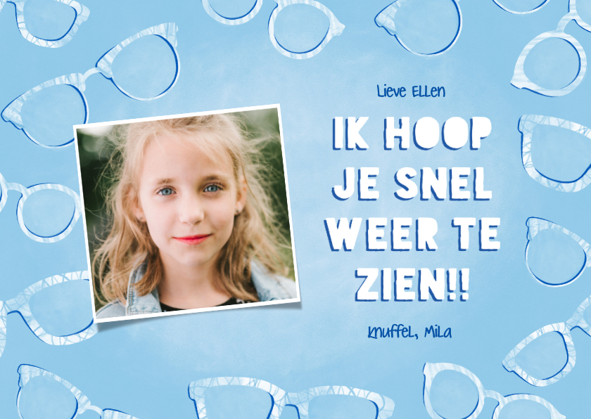 Make-A-Wish kaart met brillen, tekst en eigen foto - Zomaar kaarten Zomaar kaarten - Make-A-Wish kaart met brillen, tekst en eigen foto